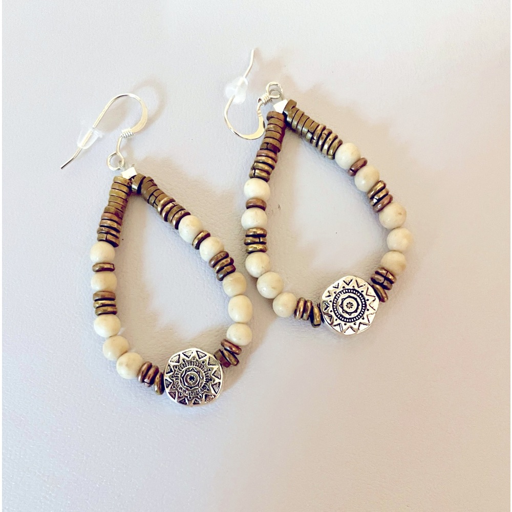 Silver, copper, brass earrings